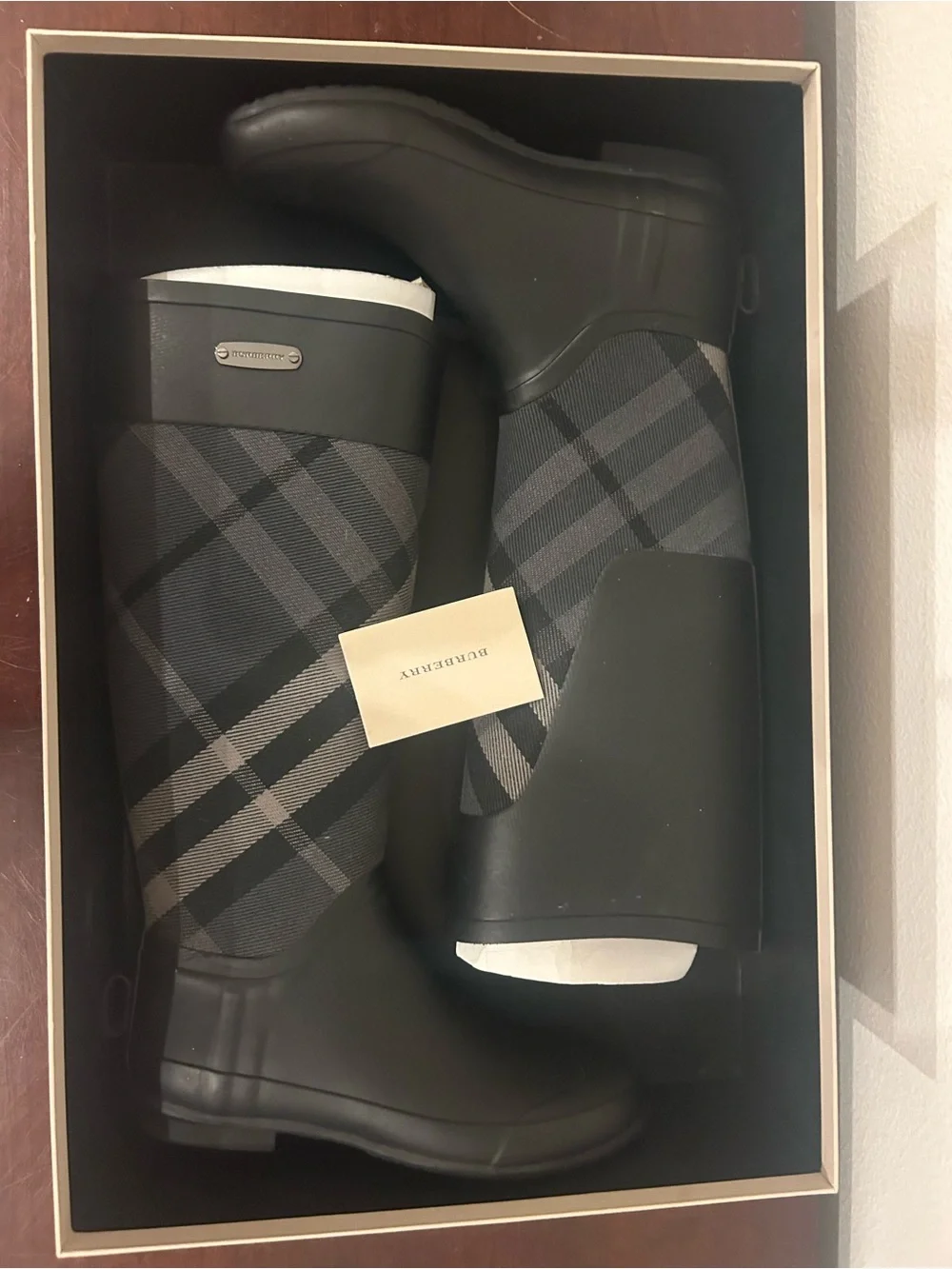 Burberry Charcoal Clemence Bimaterial Rainboot - Picture 3 of 8